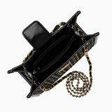Clara | Black Tweed & Chain Shoulder Bag – Chic Sophistication - in Black | Arvea Bags