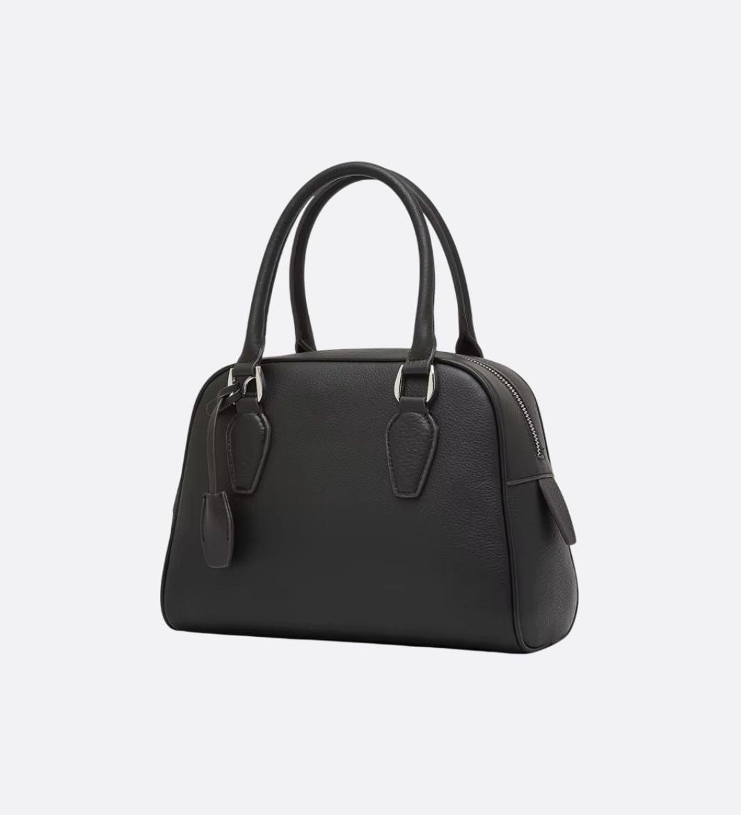 Classic Structured Handbag – Taupe Leather - Look Top Handle Satchel - in Black | Arvea Bags