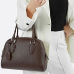 Classic Structured Handbag – Taupe Leather - Look Top Handle Satchel - in Black | Arvea Bags