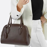 Classic Structured Handbag – Taupe Leather - Look Top Handle Satchel - in Black | Arvea Bags