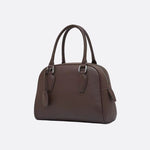 Classic Structured Handbag – Taupe Leather - Look Top Handle Satchel - in Black | Arvea Bags