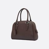 Classic Structured Handbag – Taupe Leather - Look Top Handle Satchel - in Black | Arvea Bags
