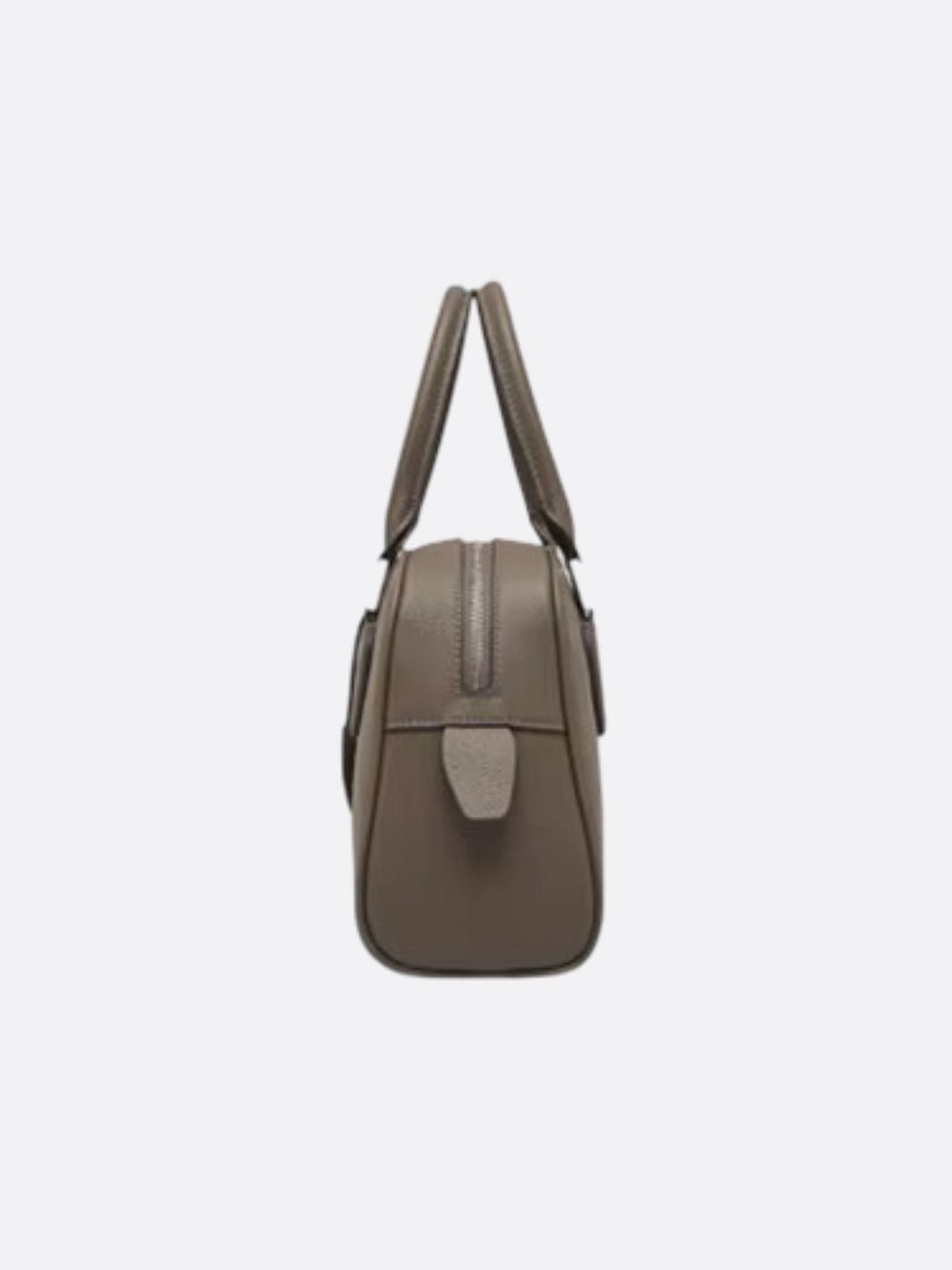 Classic Structured Handbag – Taupe Leather - Look Top Handle Satchel - in Khaki | Arvea Bags