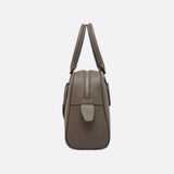 Classic Structured Handbag – Taupe Leather - Look Top Handle Satchel - in Khaki | Arvea Bags