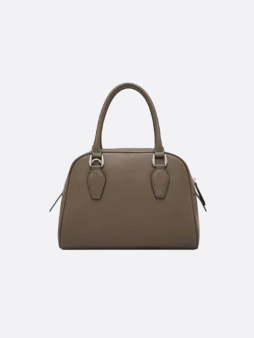 Classic Structured Handbag – Taupe Leather - Look Top Handle Satchel - in Khaki | Arvea Bags