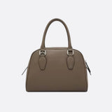 Classic Structured Handbag – Taupe Leather - Look Top Handle Satchel - in Khaki | Arvea Bags