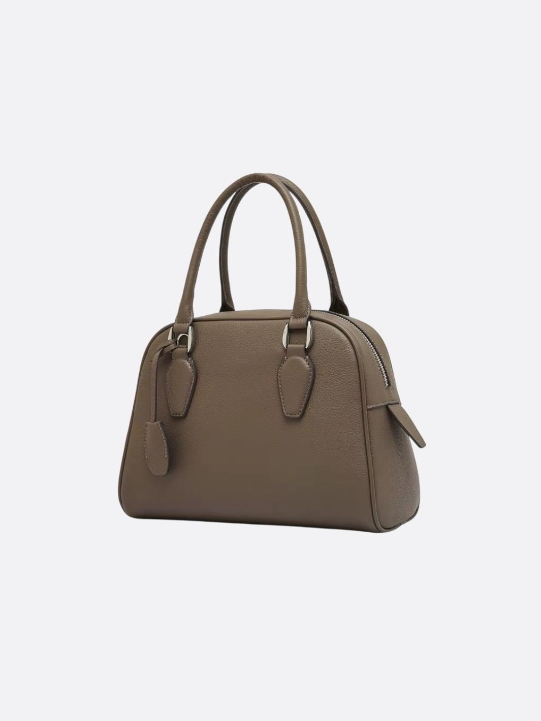 Classic Structured Handbag – Taupe Leather - Look Top Handle Satchel - in Khaki | Arvea Bags