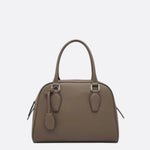 Classic Structured Handbag – Taupe Leather - Look Top Handle Satchel - in Khaki | Arvea Bags