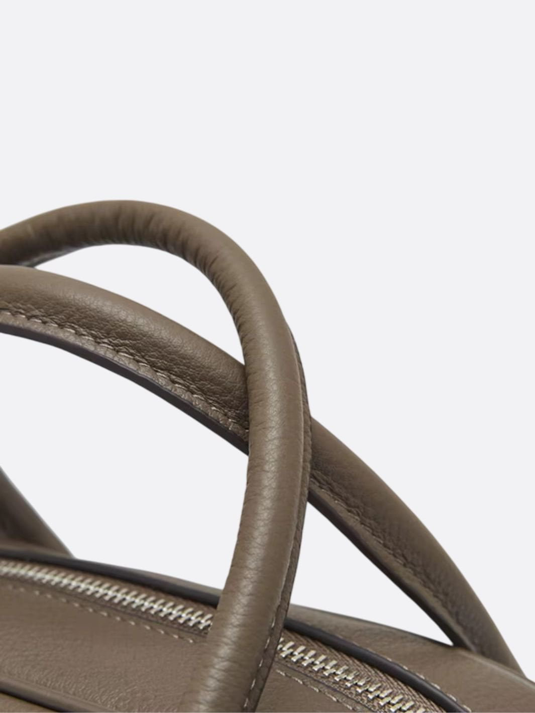 Classic Structured Handbag – Taupe Leather - Look Top Handle Satchel - in Khaki | Arvea Bags