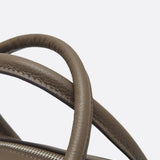 Classic Structured Handbag – Taupe Leather - Look Top Handle Satchel - in Khaki | Arvea Bags