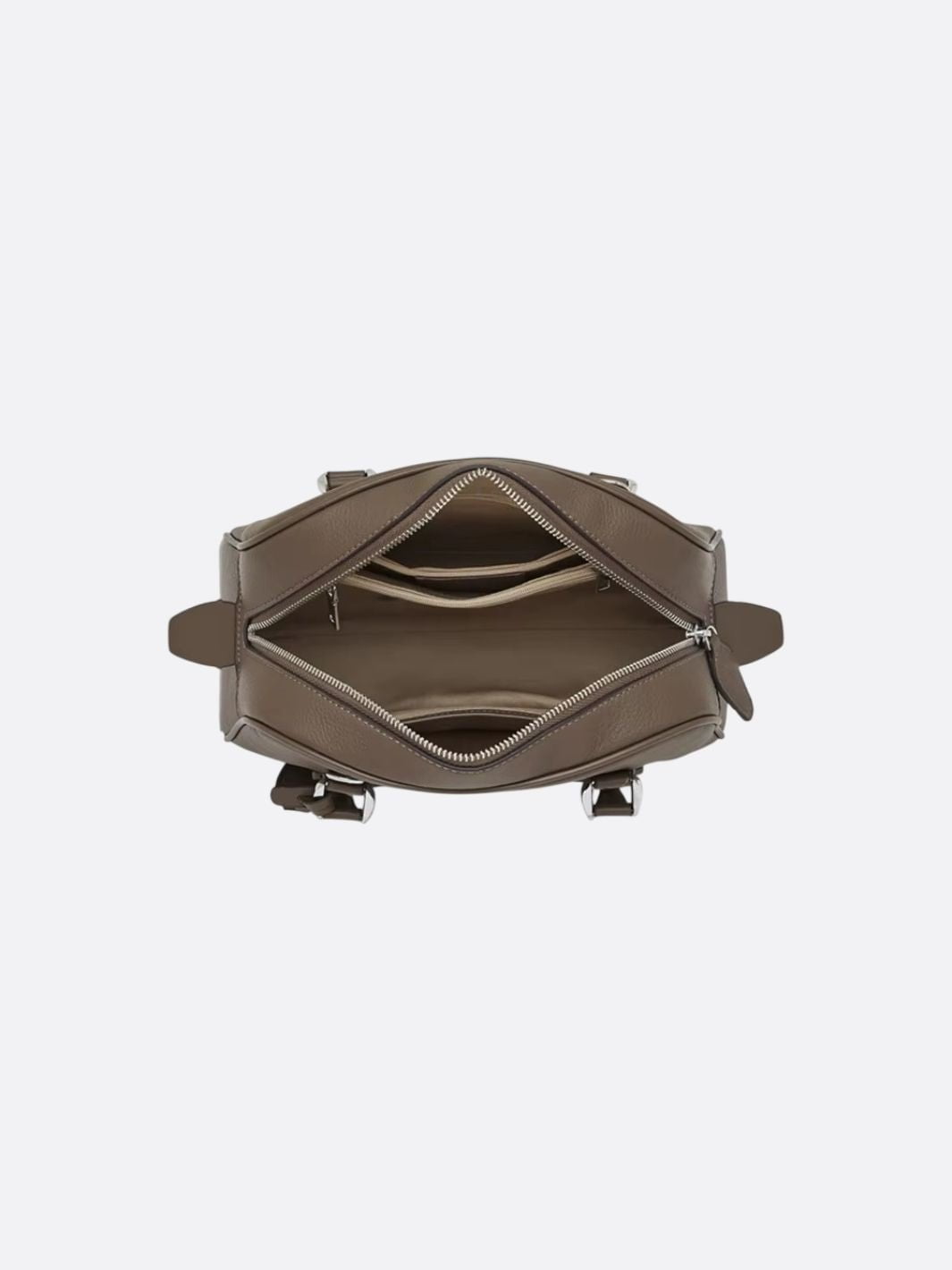 Classic Structured Handbag – Taupe Leather - Look Top Handle Satchel - in Khaki | Arvea Bags