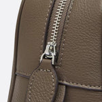 Classic Structured Handbag – Taupe Leather - Look Top Handle Satchel - in Khaki | Arvea Bags