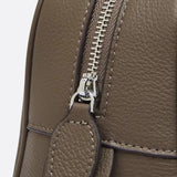 Classic Structured Handbag – Taupe Leather - Look Top Handle Satchel - in Khaki | Arvea Bags