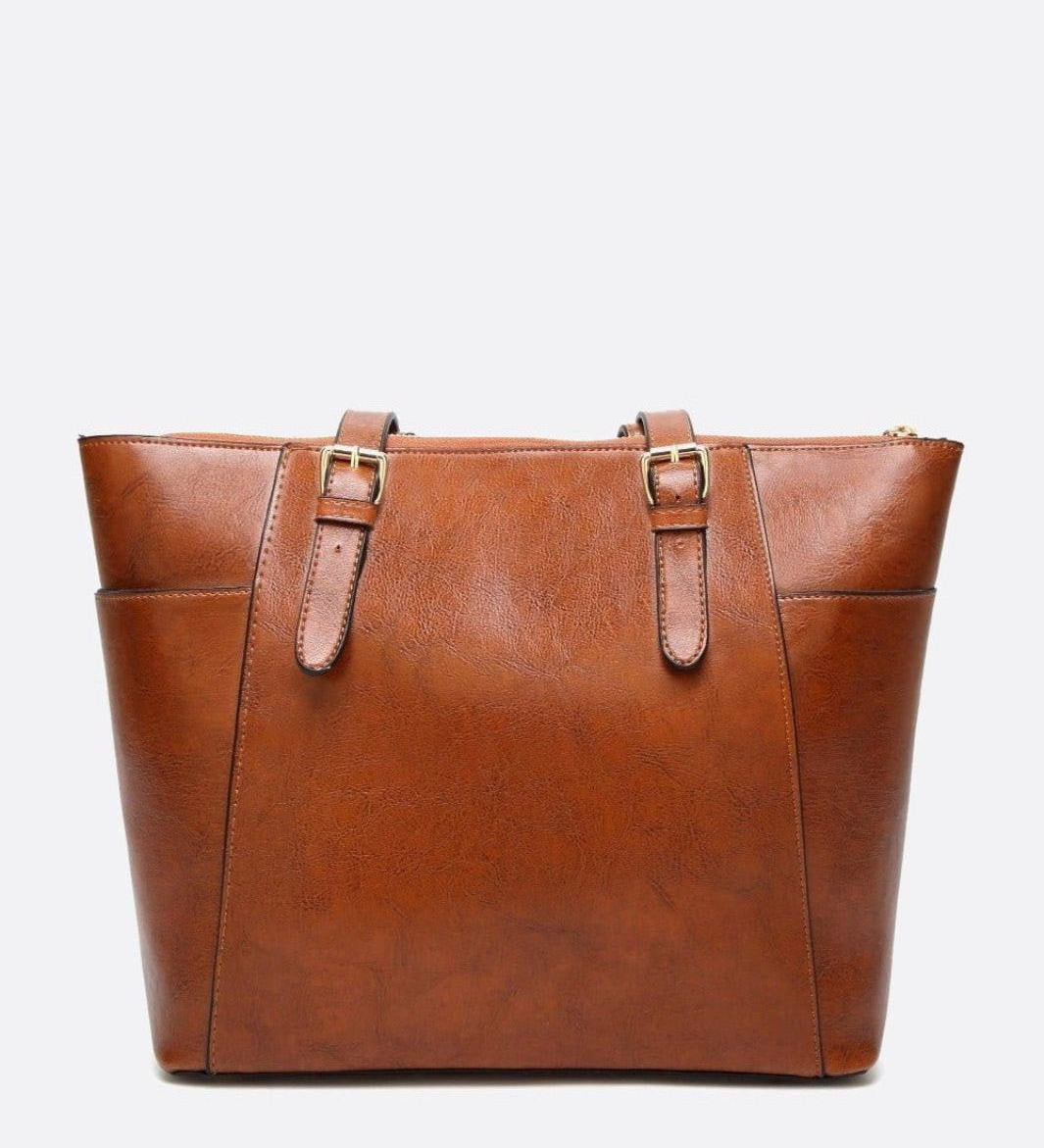 Classic Structured Leather Shopper Handbag - in Camel | Arvea Bags