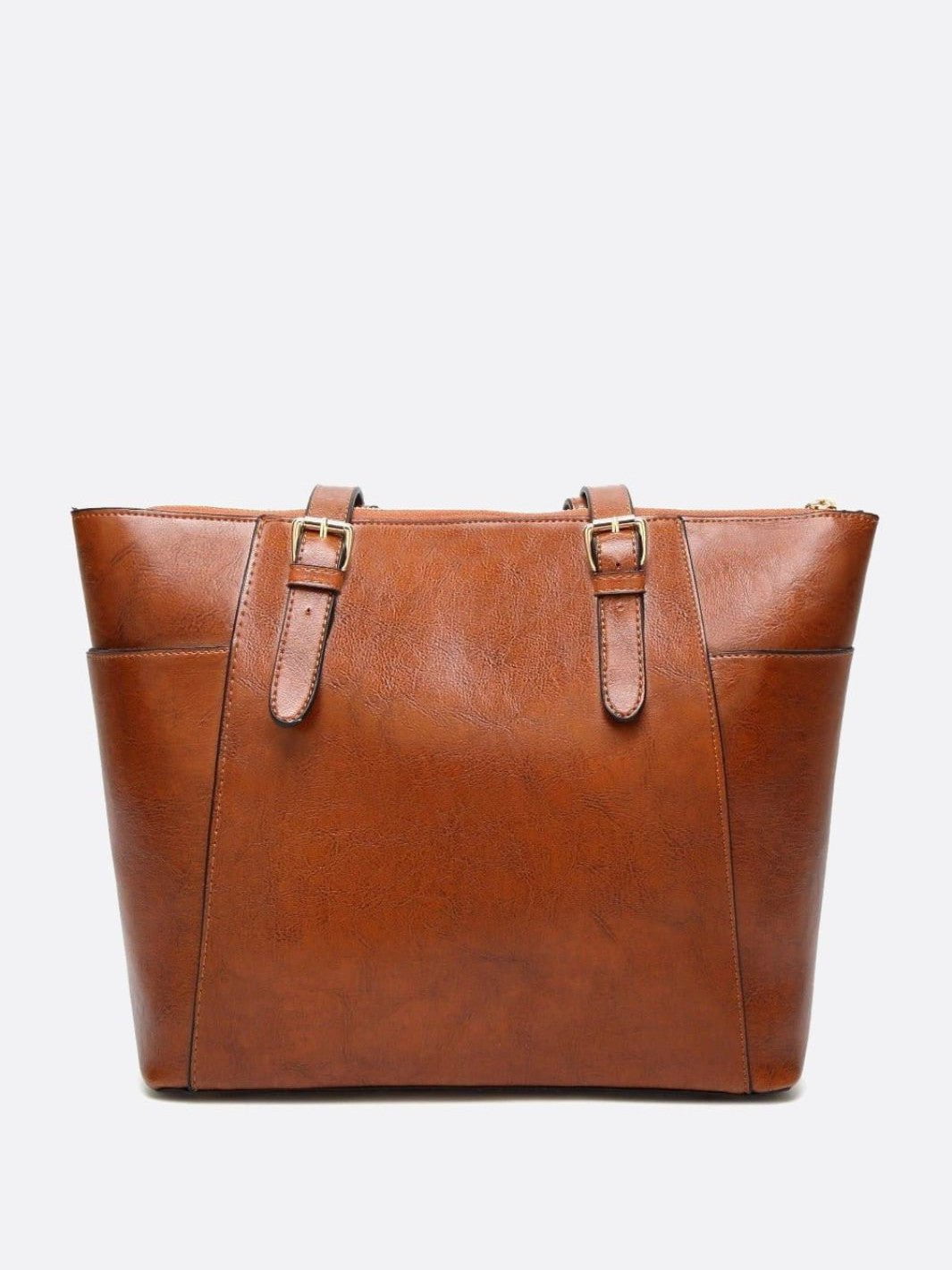 Classic Structured Leather Shopper Handbag - in Camel | Arvea Bags