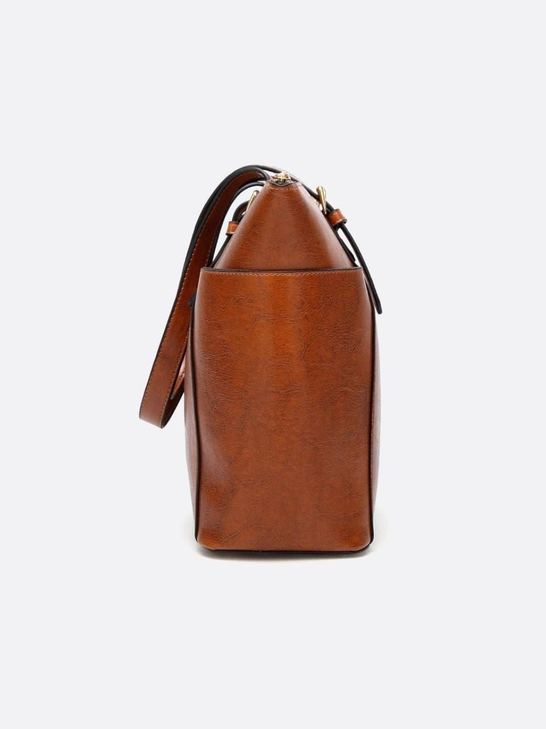 Classic Structured Leather Shopper Handbag - in Camel | Arvea Bags