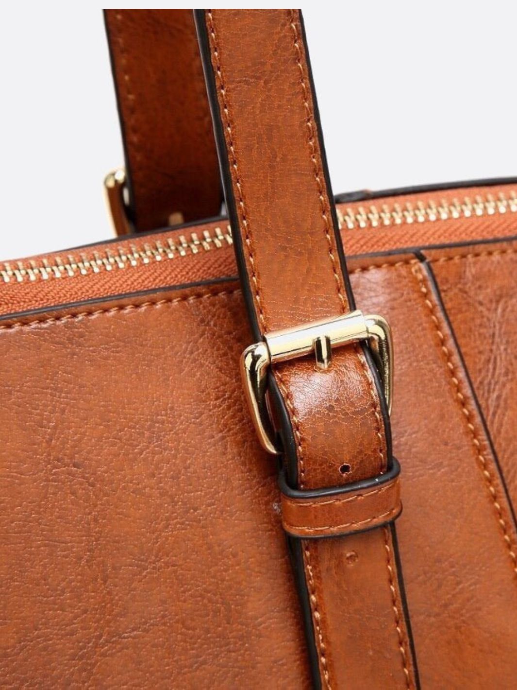 Classic Structured Leather Shopper Handbag - in Camel | Arvea Bags