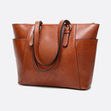Classic Structured Leather Shopper Handbag - in Camel | Arvea Bags
