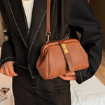 Cleo | Brown Leather Structured Handbag – Chic & Timeless - in Black | Arvea Bags