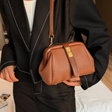 Cleo | Brown Leather Structured Handbag – Chic & Timeless - in Black | Arvea Bags