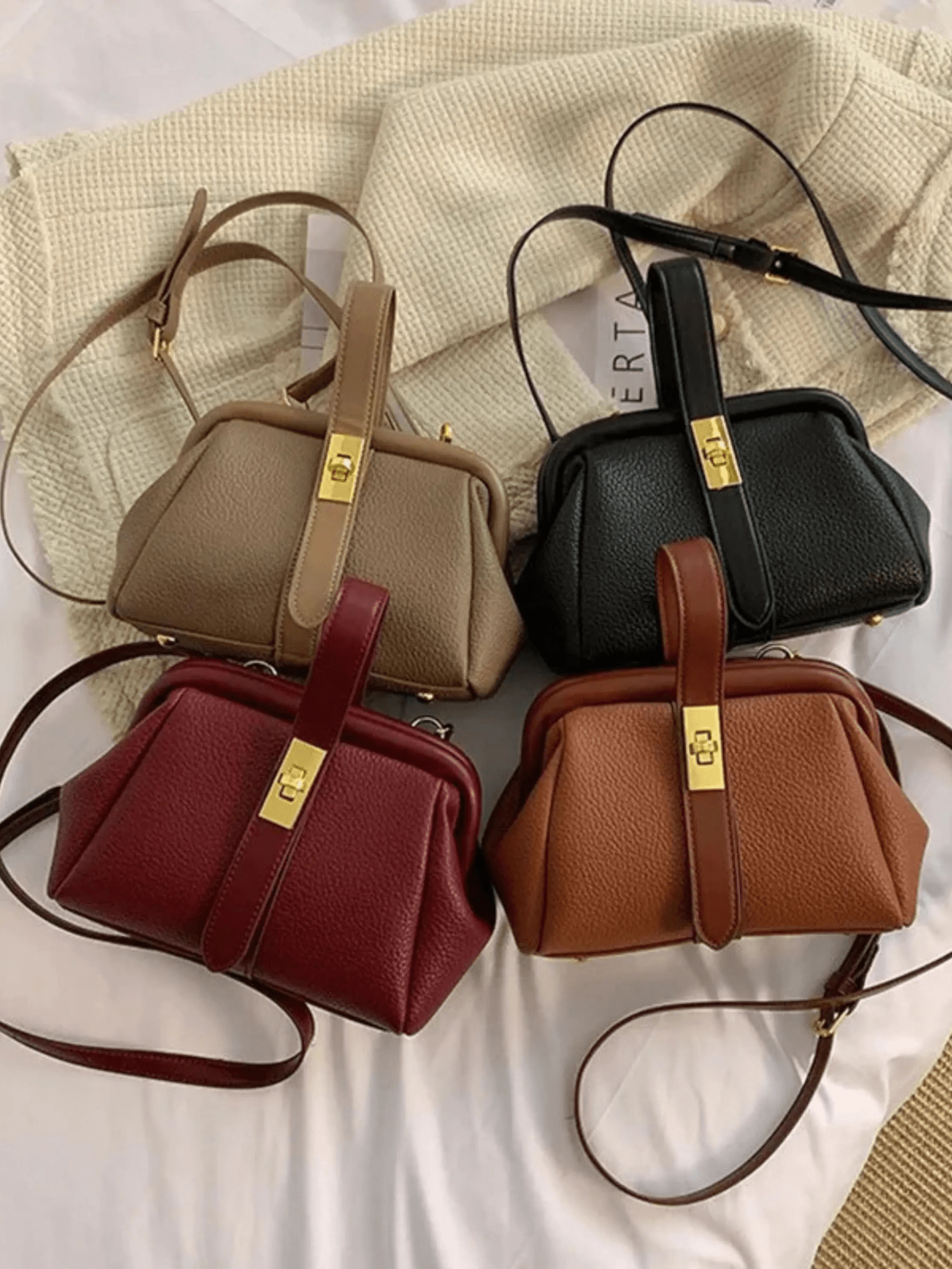 Cleo | Brown Leather Structured Handbag – Chic & Timeless - in Black | Arvea Bags