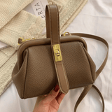 Cleo | Brown Leather Structured Handbag – Chic & Timeless - in Khaki | Arvea Bags