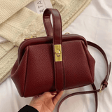 Cleo | Brown Leather Structured Handbag – Chic & Timeless - in Red | Arvea Bags