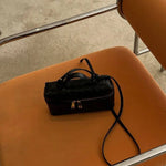 Compact Designer - Style Leather Shoulder Bag – Woven Finish with Double Zip - in Black | Arvea Bags