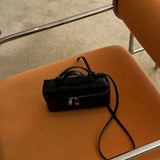Compact Designer - Style Leather Shoulder Bag – Woven Finish with Double Zip - in Black | Arvea Bags