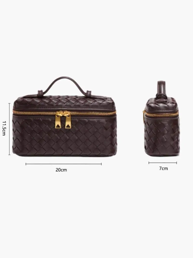 Compact Designer - Style Leather Shoulder Bag – Woven Finish with Double Zip - in Grape Purple | Arvea Bags