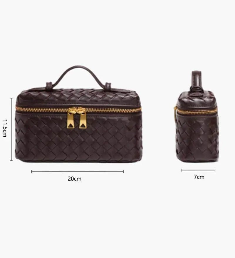 Compact Designer - Style Leather Shoulder Bag – Woven Finish with Double Zip - in Grape Purple | Arvea Bags