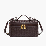 Compact Designer - Style Leather Shoulder Bag – Woven Finish with Double Zip - in Grape Purple | Arvea Bags