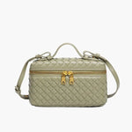Compact Designer - Style Leather Shoulder Bag – Woven Finish with Double Zip - in Olive | Arvea Bags