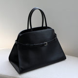 Corine | Black Buckle Leather Handbag – Sophisticated & Timeless - in Black | Arvea Bags