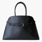 Corine | Black Buckle Leather Handbag – Sophisticated & Timeless - in Black | Arvea Bags