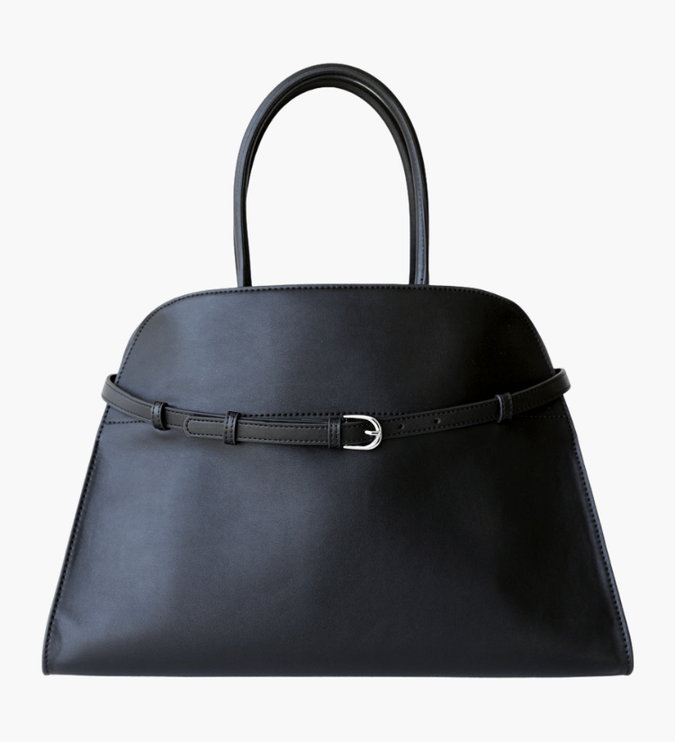 Corine | Black Buckle Leather Handbag – Sophisticated & Timeless - in Black | Arvea Bags