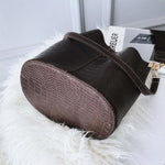 Croc - Embossed Bucket Bag – Faux Leather Shoulder Bag with Wide Strap - in Brown | Arvea Bags