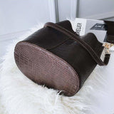 Croc - Embossed Bucket Bag – Faux Leather Shoulder Bag with Wide Strap - in Brown | Arvea Bags