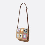 Crochet Patchwork Flap Woven Crossbody Bag - in Mulicolor | Arvea Bags