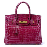 Crocodile - Embossed Structured Leather Handbag – Elegant Satchel with Gold Hardware - in Burgundy A | Arvea Bags