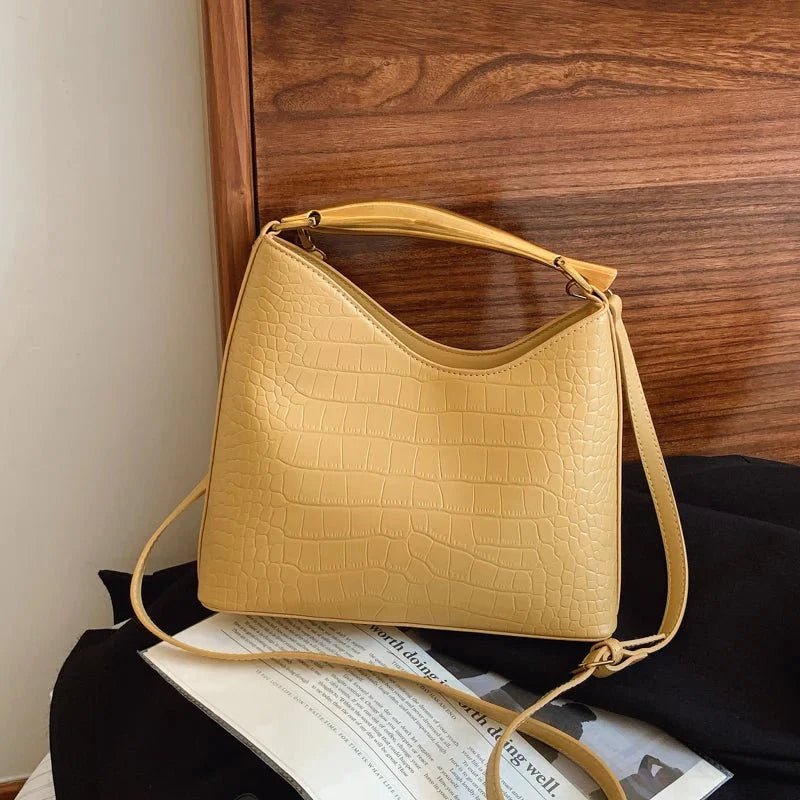 Crocodile Pattern Top - Handle Bag – Elegant Crossbody and Shoulder Handbag - in Beige | Arvea Bags