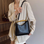 Crocodile Pattern Top - Handle Bag – Elegant Crossbody and Shoulder Handbag - in Black | Arvea Bags