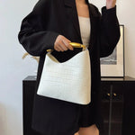 Crocodile Pattern Top - Handle Bag – Elegant Crossbody and Shoulder Handbag - in Black | Arvea Bags