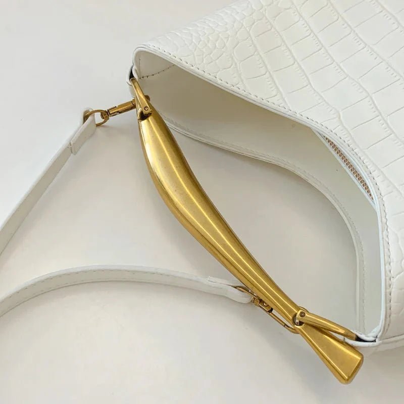 Crocodile Pattern Top - Handle Bag – Elegant Crossbody and Shoulder Handbag - in Black | Arvea Bags