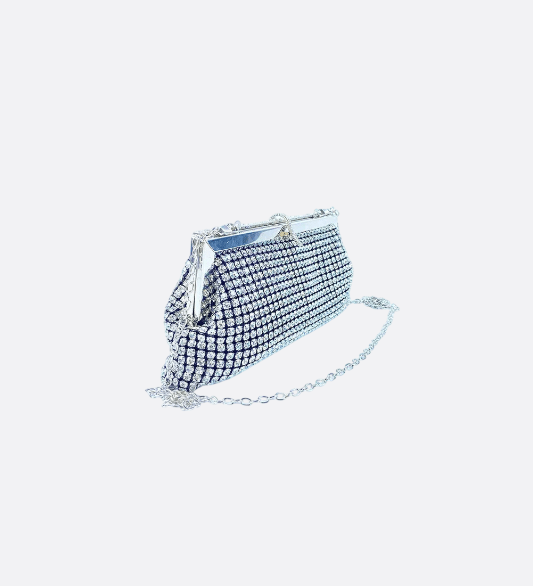 Crystal Rhinestone Clutch Bag for Women – Glam Evening Purse - in Silver | Arvea Bags