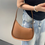 Curved Camel Leather Shoulder Bag for Women – Minimalist Everyday Style - in Caramel | Arvea Bags