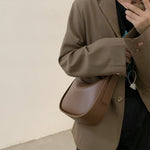 Curved Camel Leather Shoulder Bag for Women – Minimalist Everyday Style - in Caramel | Arvea Bags