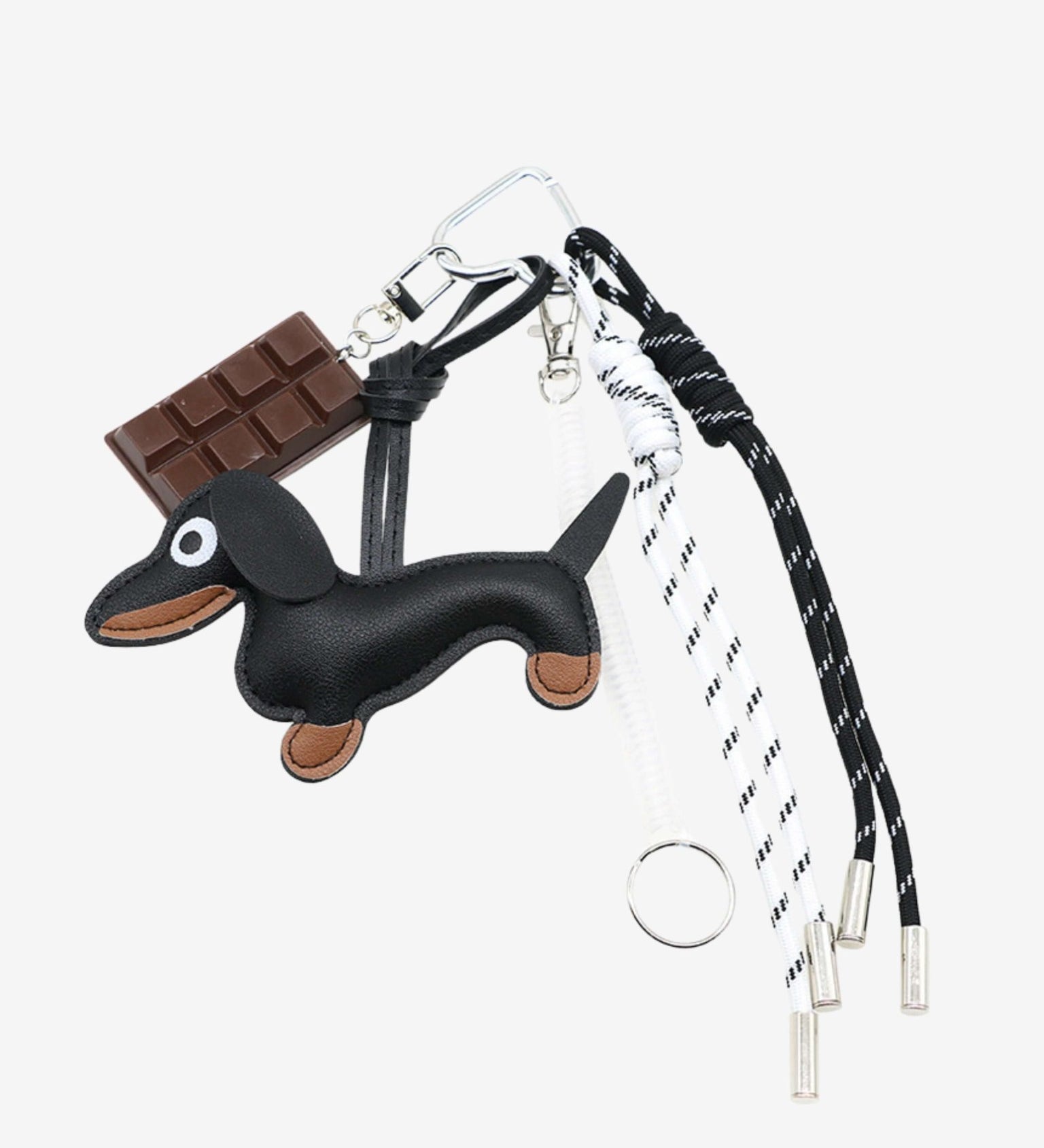 Cute Dachshund Leather Keychain – Playful & Stylish Accessory - in Black | Arvea Bags