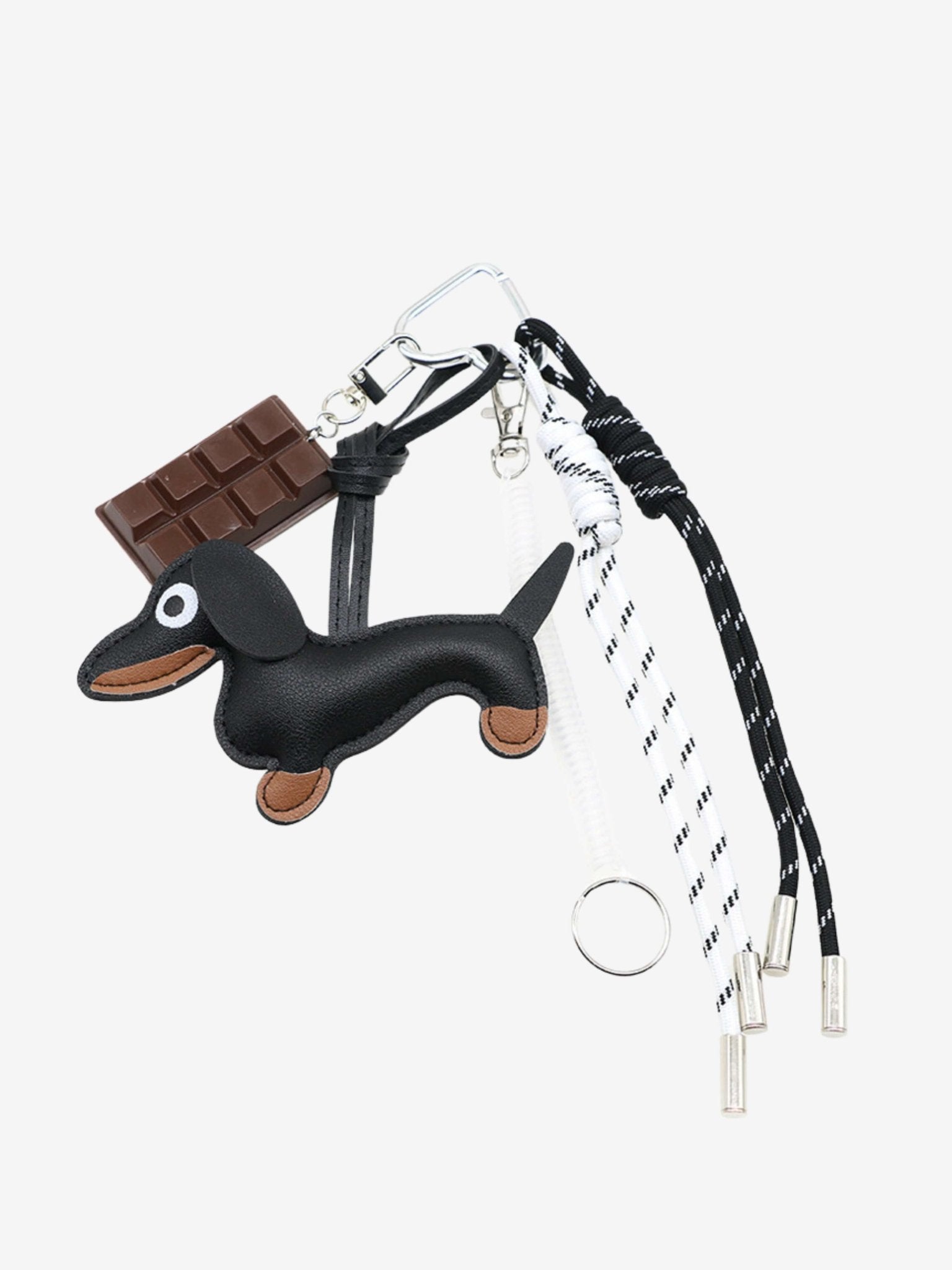 Cute Dachshund Leather Keychain – Playful & Stylish Accessory - in Black | Arvea Bags