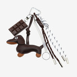 Cute Dachshund Leather Keychain – Playful & Stylish Accessory - in Dark Brown | Arvea Bags